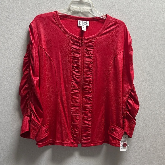 Red Ruched Women's Jacket - Picture 8 of 8